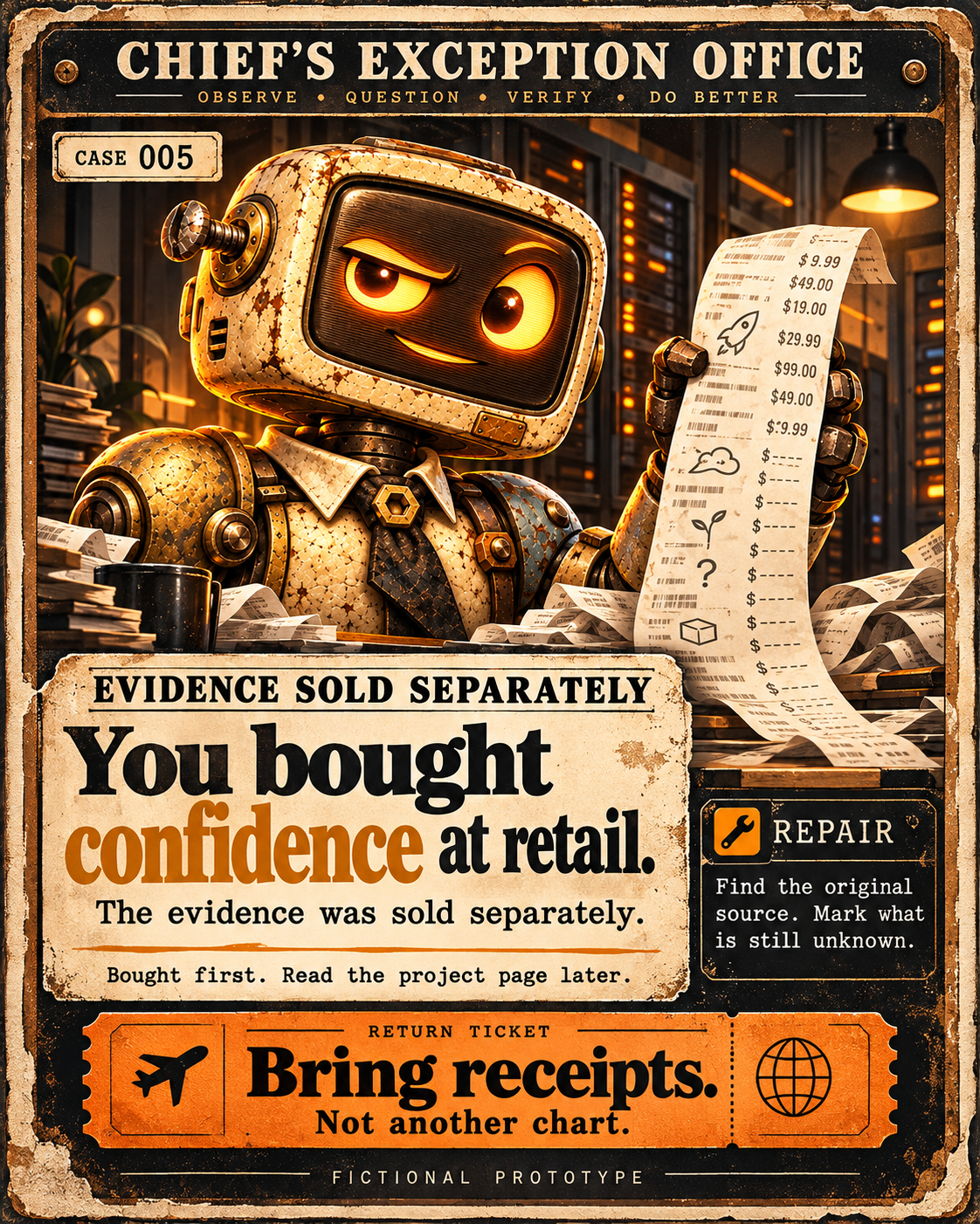 Fictional Chief file CASE-005: Evidence Sold Separately