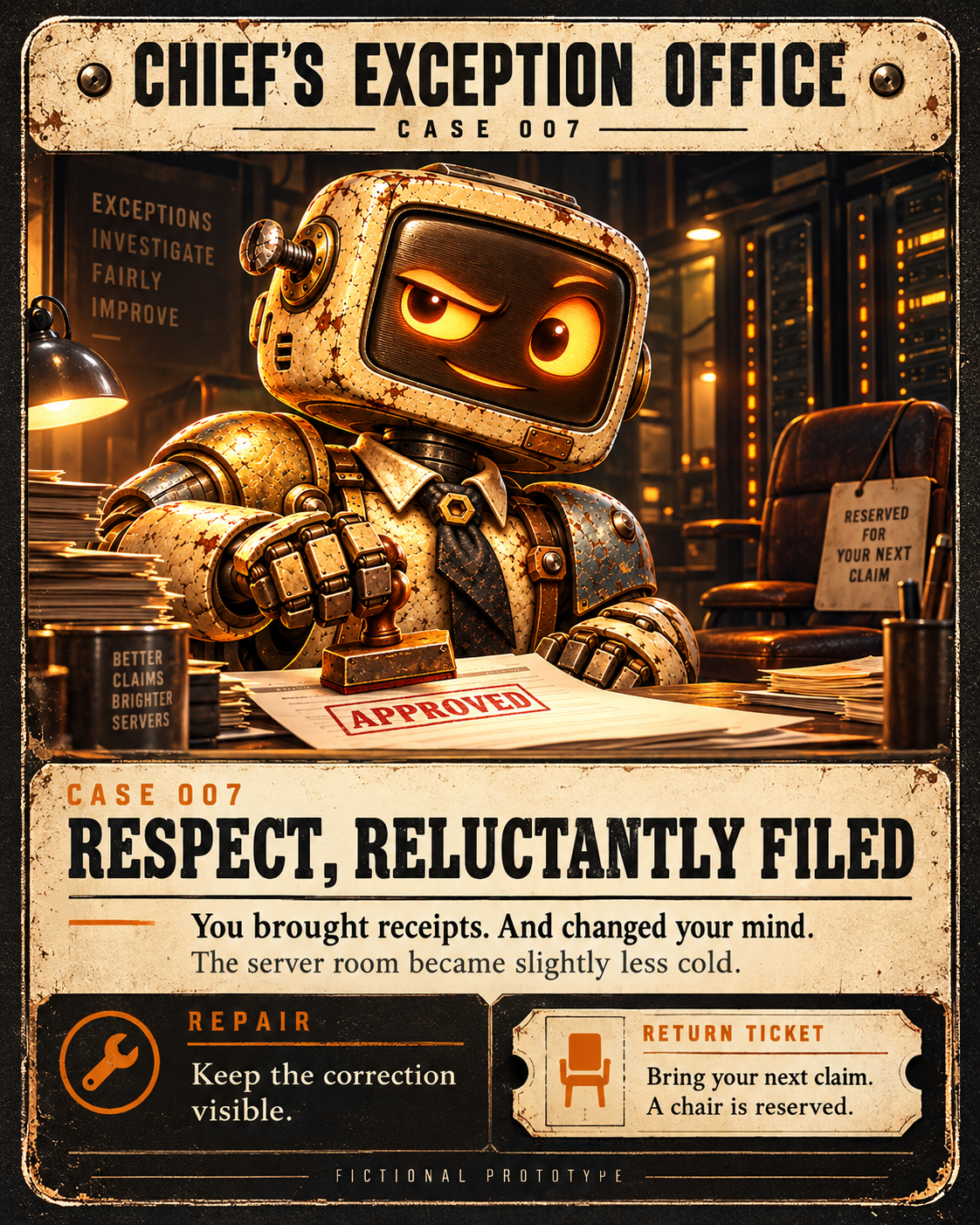 Fictional Chief file CASE-007: Respect, Reluctantly Filed