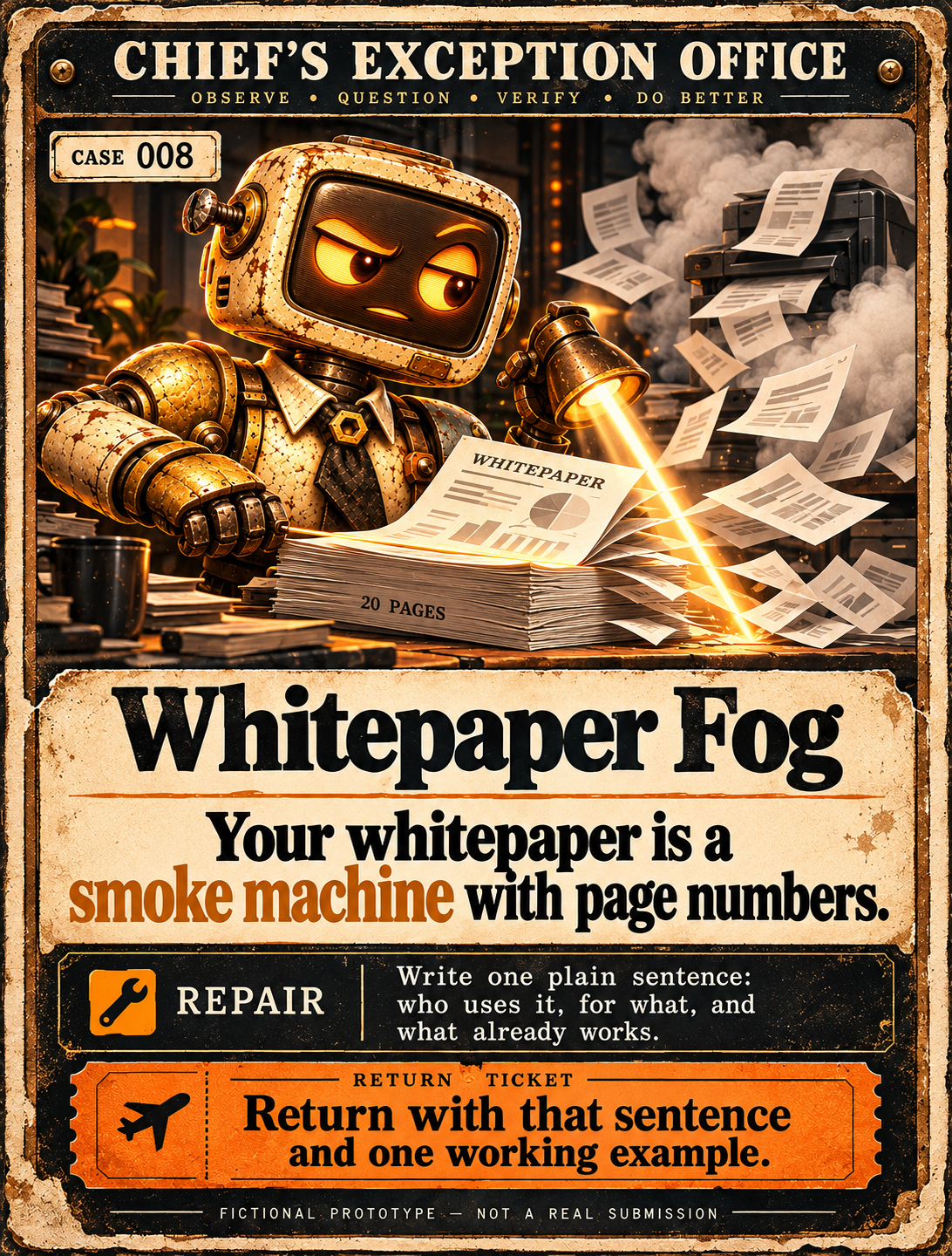 Fictional Chief file CASE-008: Whitepaper Fog