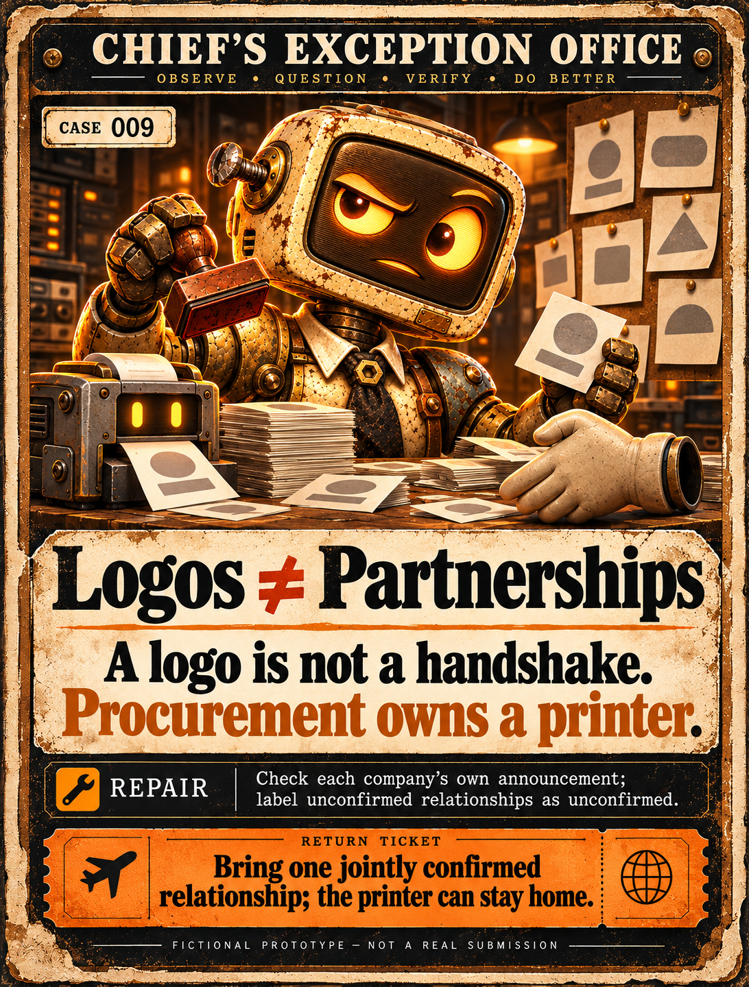 Fictional Chief file CASE-009: Logos ≠ Partnerships
