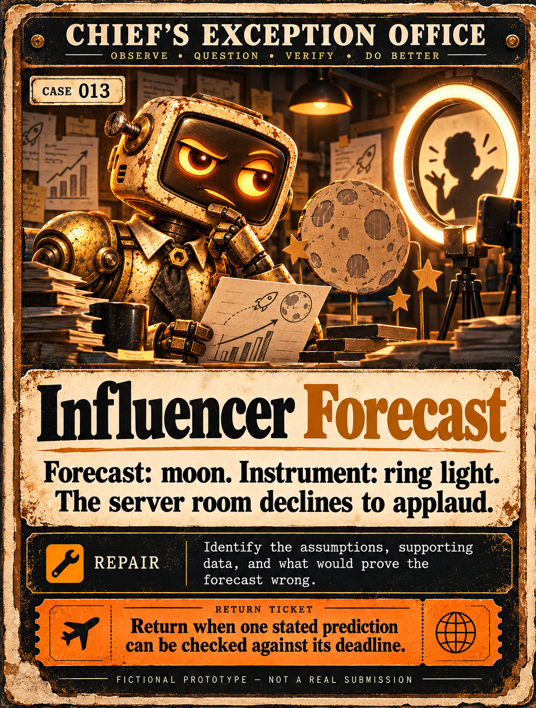 Fictional Chief file CASE-013: Influencer Forecast